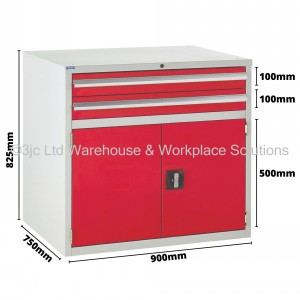 Euroslide Storage Cabinet 2 Drawer & Cupboard 825mm